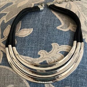 Chic Silver Necklace with Black Cord